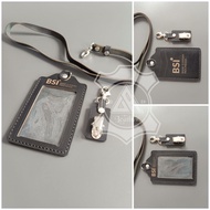 AR.Leather98 Id Card Holder BANK BSI - Genuine Leather Nametag Custom Company Logo -CL2