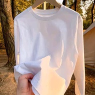 inner baju inner baju lengan panjang T-shirt kapas 100% mewah untuk lelaki dan wanita T-shirt putih 