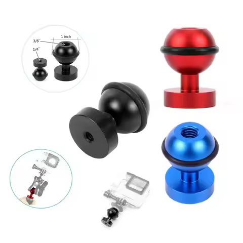 1 inch Ball Head Adapter Aluminum Alloy 1/4" To 3/8" Threaded Hole Ballhead Base for GoPro 8 DSLR Un
