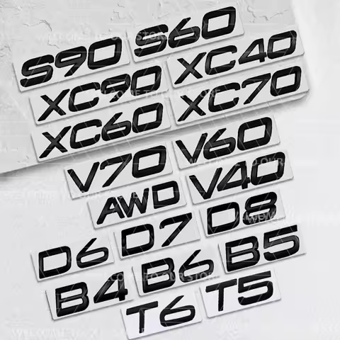 Auto 3D Metal For XC40 XC60 XC70 XC90 V40 V60 V70 S60 S90 D5 D6 B5 B7 B8 Glossy Matte Black LOGO Emb