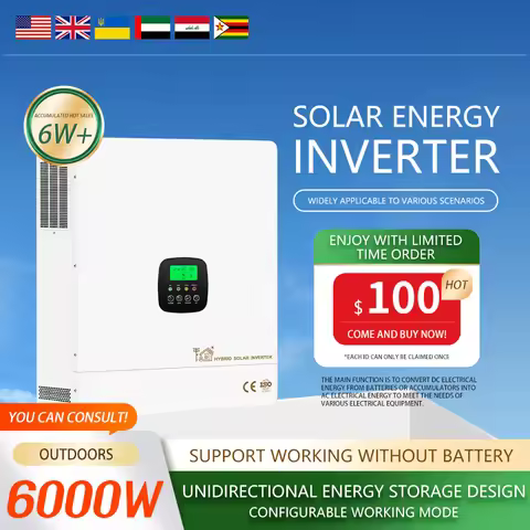 Single Phase Hybrid Inverter 6KW AC Off-Grid 48v Built 80A/100A Lusen MPPT Solar inverter for Home