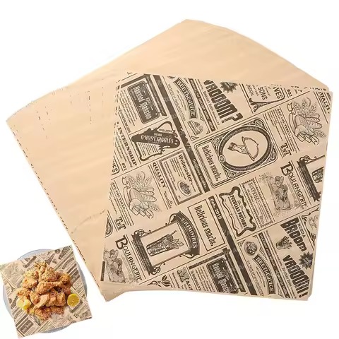 50 Sheets Food Wrapping Paper 22x22cm Grease-Proof Deli Paper for Wrapping Cheese Sandwiches Fries B