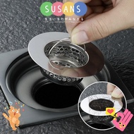 SUSANS Drain Filter, Anti Clog Stainless Steel Sink Strainer, Durable Black Floor Drain Hair Clean Up Mesh Trap Kitchen Bathroom Accessories