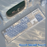 EWEADN | Bộ bàn phím cơ và chuột có dây Chủ đề Xanh Trắng Switch Blue (Clicky) Layout 60% cho Nữ