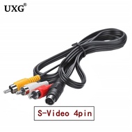 4 Pin Mini DIN S-Video Plug to 3 RCA Plug Cable S-Video 4-Pin Male to