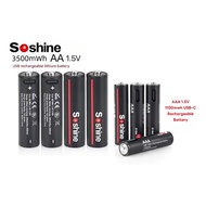 Soshine AA 3500mwh AAA 1100mwh 1.5V USB-C Rechargeable Battery