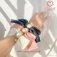 8 Planets Gentle Rhinestone Silk Bow Hair Tie