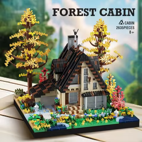2635PC Forest Wooden House Building Blocks Cabin Model Bricks City Street View Kids Toys Educational
