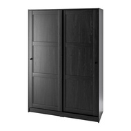 RAKKESTAD 滑門衣櫃, 黑棕色, 117x176 公分