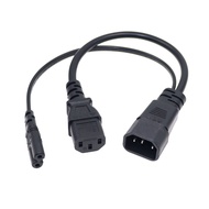Power Y Type Splitter Adapter Cable, IEC 320 C14 Male to C13 and C7 Figure 8 Female Short Cord for C