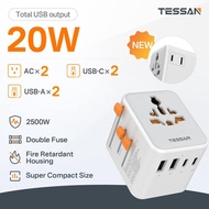 【Tessan Special】TESSAN Universal Power Adapter, Travel Worldwide Essentials Wall Charger to US Europ