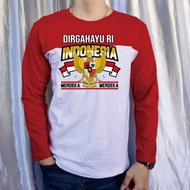 MERAH KATUN 28S/ COTTON T-SHIRT red and white long-sleeved t-shirt, cotton material, August 17, 1945