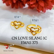 CINCIN LOVE SILANG PAHAT EMAS TULEN 375 CN LOVE X KIKIR FULL GOLD BAJET EMAS 375 FASHION LOVE GOLD R