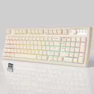 EWEADN V97 Cute Creamy Keyboard, Bluetooth/2.4GHz Gaming Keyboard Wireless with RGB Backlit, Recharg