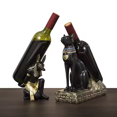 Egypt Anubis Wine Rack Bastet God Cat Wine Bottle Rack Resin Arts And Crafts Bar Ornament Decoration