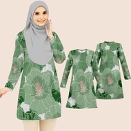 Baju Muslimah Microfiber Green Baju Muslimah Blouse Murah Plus Size Baju Jersi Muslimah Lengan Panja