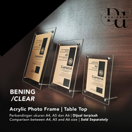 Bingkai Foto Akrilik Modern Meja Polos Warna Bening untuk Ukuran A4/A5/A6 - DUA PARA