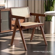 Gar Rattan Rattan Backrest Cafe K Dining Chair Hotel Nordic Changdi Chair B & B Solid Wood Armrest C