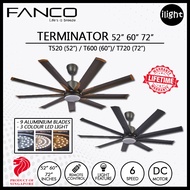 FANCO TERMINATOR 52 / 60 / 72 DC Motor Remote Control Ceiling Fan - 9 Aluminium Blade