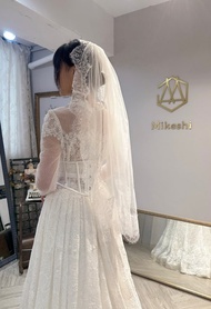 millerbride veil米樂新娘頭紗-睫毛蕾絲單層頭紗中長款