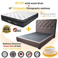 [PRE-ORDER](Buy Mattress FREE Divan Bedframe) EC164 Full Solid Wood Structure Bedframe Katil with Water Repellent Fabric + Dr.Alstone Stelapudic Imported Technology Mattress Tilam