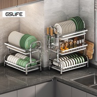 GSlife 2/3 Layers 56cm Dish Rack Stainless Steel Dish Drainer Rack Kitchen Rack Storage Rack