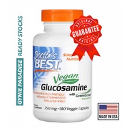 Ready Stocks, Doctor's Best, Vegan Glucosamine with GreenGrown Glucosamine, 750 mg, 180 Vcaps, Vegan / Vegetarian