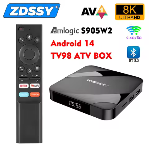 Smart TV Box TV98 ATV Ultra HD 8K Android 11 to 14 S905W2 2GB16GB 4GB 32GB/64GB Dual Wifi BT5.0 2.4G