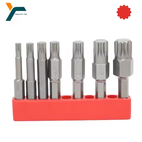 7Pcs Spline 12 Point Torx Screwdriver Bit 1/4'' Hex Shank Wind Drill Head 50mm Screw Wrench Magnetic