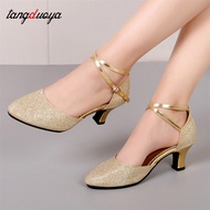 hot【DT】 Ballroom Shoes Glitter Closed Toe Tango Latin Ladies