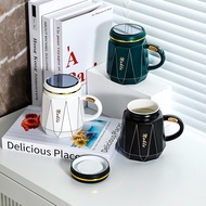Ceramic Cup with Lid Mug Drinking Cup Girl Men Office Couple High-value Household Tea Cup E9OK