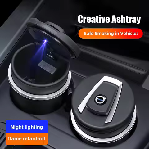 Car Interior Ashtray LED Light Cigarette Trash Can Accessories For Volvo ES90 EC40 EX40 EM90 XC90 V9