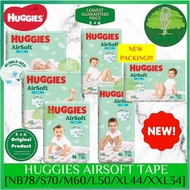 Huggies AirSoft TAPE DIAPERS Super Jumbo Pack (NB68S58M52L44XL38XXL34) (Ultra Natural Soft)