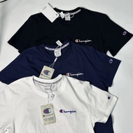 [Ready Stock] Champion Embroidery 220g Pure Cotton Short Sleeve/Welfare Running Volume/All-Match Com