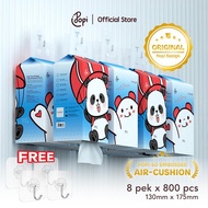 [8 packs of PANDA POPI TISSUE] Popi Viral Hanging Tissue 4 Layers 800 Strands, Thick Panda Air Cushi
