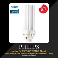 [KLS Lighting]  Philips Compact Fluorescent Lamp Master PL-C 18W 827 2700K G24q-2 4pin Very Warm White