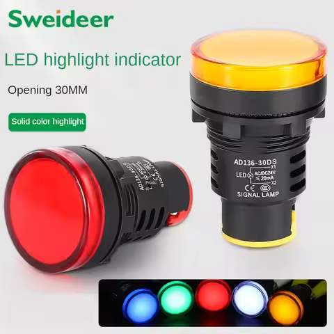30mm LED Indicator Light AD136-30DS Small Plastic Power Signal Lamp Beads 12V 24V 36V 110V 220V 380V