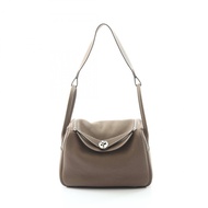 愛馬仕 Lindy 26 單肩包，Clemence 皮革，灰色/灰褐色，二手，女士，D SHW