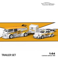 AURORA MODEL 1/64 VOLKSWAGEN T1 + TRAILER + PORSCHE RWB 964 LIGHTNING 5FIVEX LIVERY