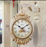 復古鐘 家用藝術雙面掛鐘客廳掛表創意歐式復古靜音石英鐘表個性現代時鐘