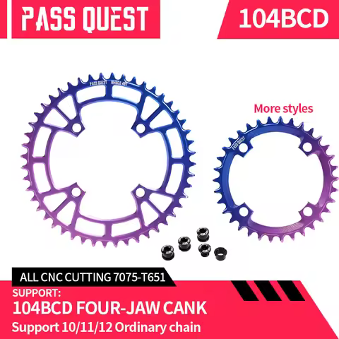 PASS QUEST-Narrow Wide Chainring, MTB Road Gravel Bike, Chainwheel Gradient for XT, Zee, Deore, SLX,