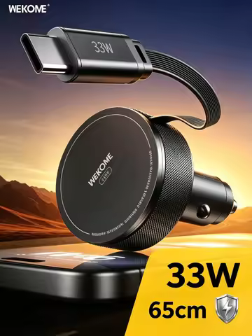 WEKOME 33W Fast Charging Car Charger Retractable Aluminum Alloy Compact For Samsung WP C61