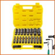 Extra Deep Socket Set 8-32MM Drive Socket Set 1/2 Inch Extension Driver Tools 20X For Automotive Mai