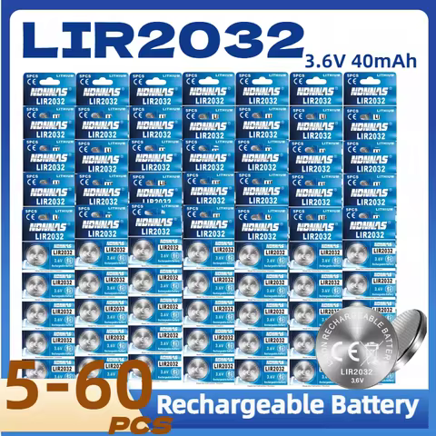 LIR2032 Lithium Battery Rechargeable 2032 Size CR2032 Replacement for Watches