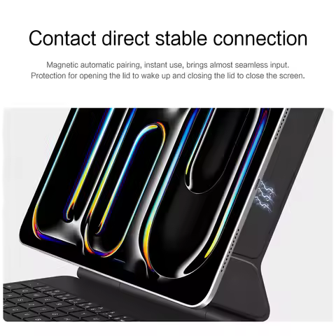 For iPad Pro 11 (2025) / 11 (2024) Smart Pogo Pin Direct Connection Keyboard + Leather Tablet Case -