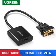 UGREEN Active HDMI to VGA Adapter with 3.5mm AUX Audio Jack HDMI Female to VGA Male Converter for TV Stick PC Projector