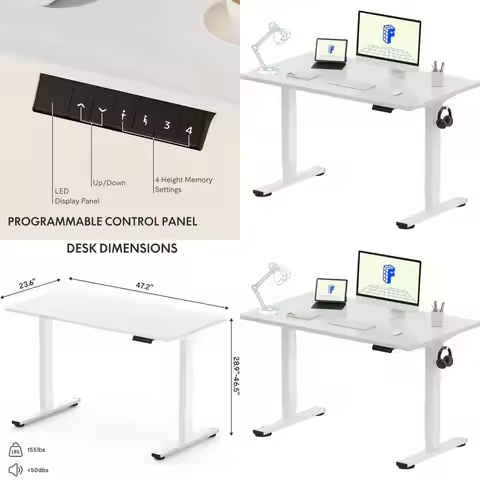 Electric Height-Adjustable Desk, 48x24, Sit-Stand Desk for Home and Office