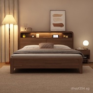 Northern Europe1.351.8m Double Bed Bedroom Solid Wood Walnut Color Modern Simple Storage1.5High Box1