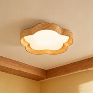 Minimalist Circular Ceiling Light, Modern Eye Protection Aisle Light, American Retro Walnut Wood Gra