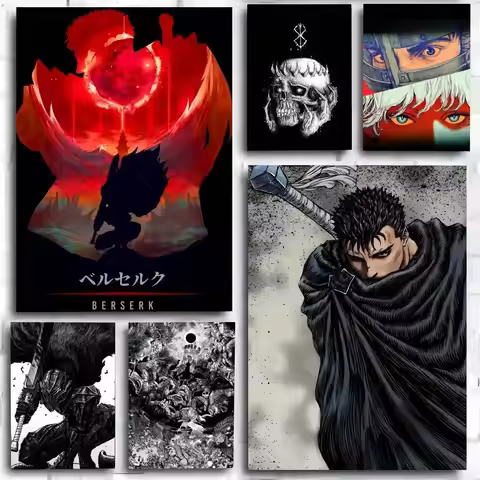 1PC Berserk Japanese Anime poster Self-adhesive Art Waterproof Paper Sticker Coffee House Bar Room W